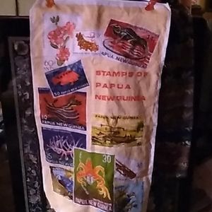 Vintage Papua New Guinea stamps linen